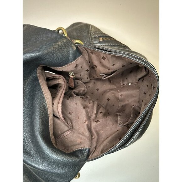 Vintage FOSSIL Explorer Foldover Leather Black&Brown Versatile Shoulder Bag EUC - Picture 11 of 12